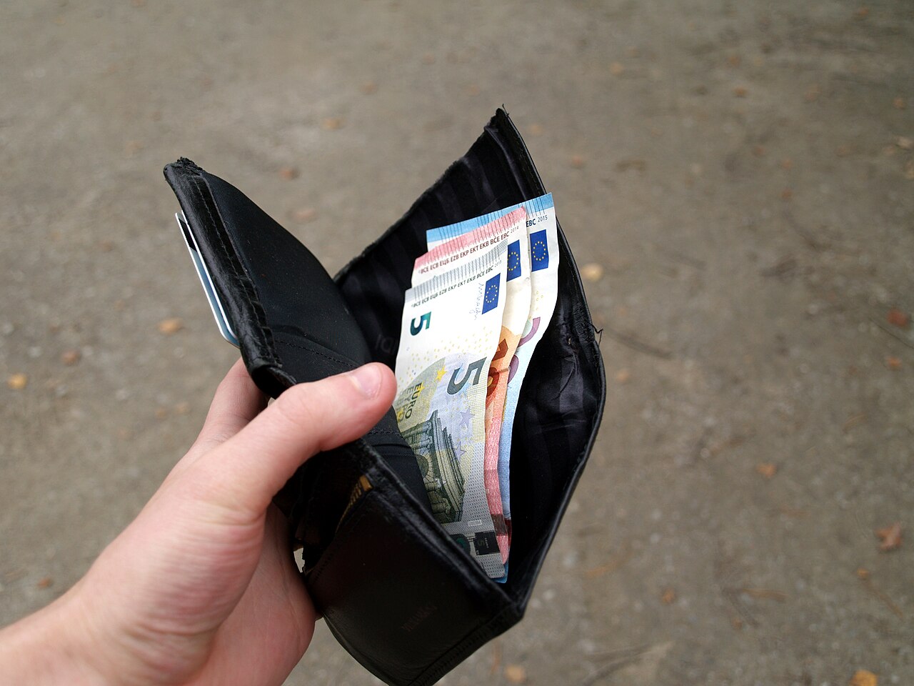 Billetes de euro en una cartera